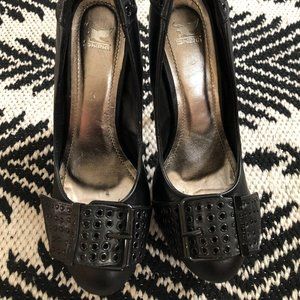 Black Silver Sheikh Steam Punk Stiletto Pumps Heels size 10